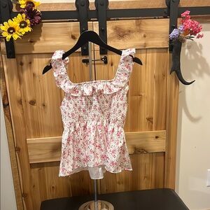 Chic Floral Ruffle Crop Top